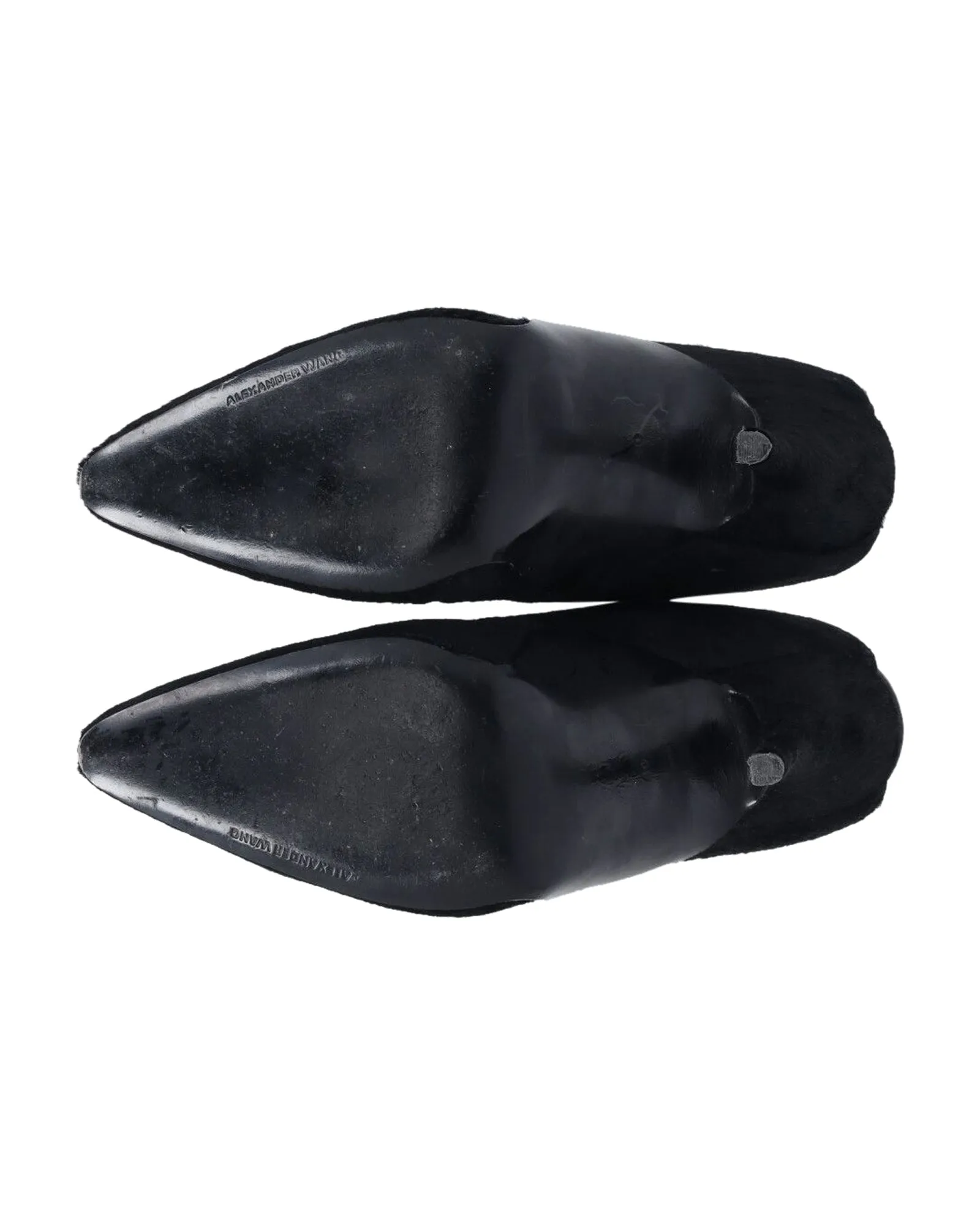 Alexander Wang Miranda Pony Mules in Black Wool
