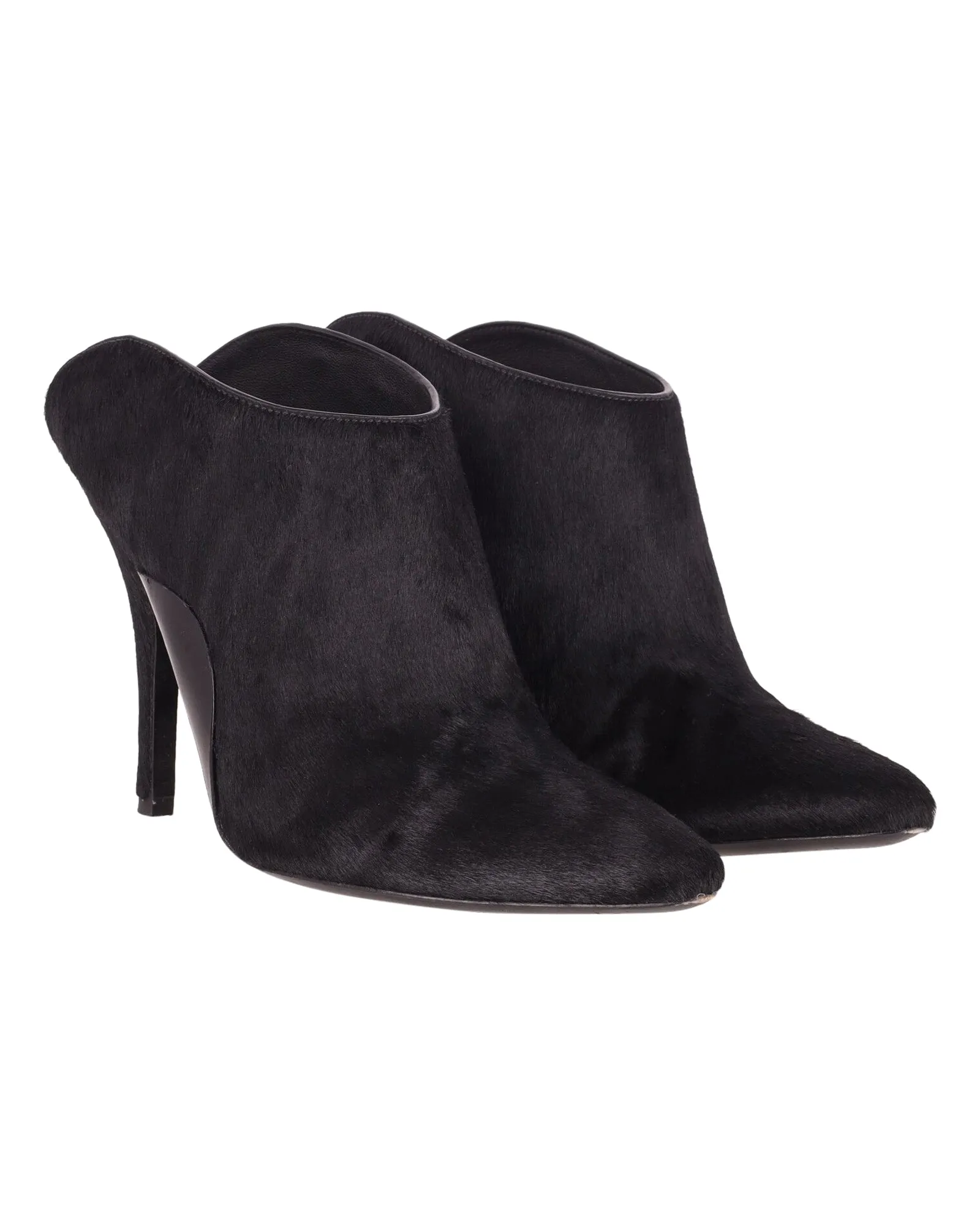 Alexander Wang Miranda Pony Mules in Black Wool