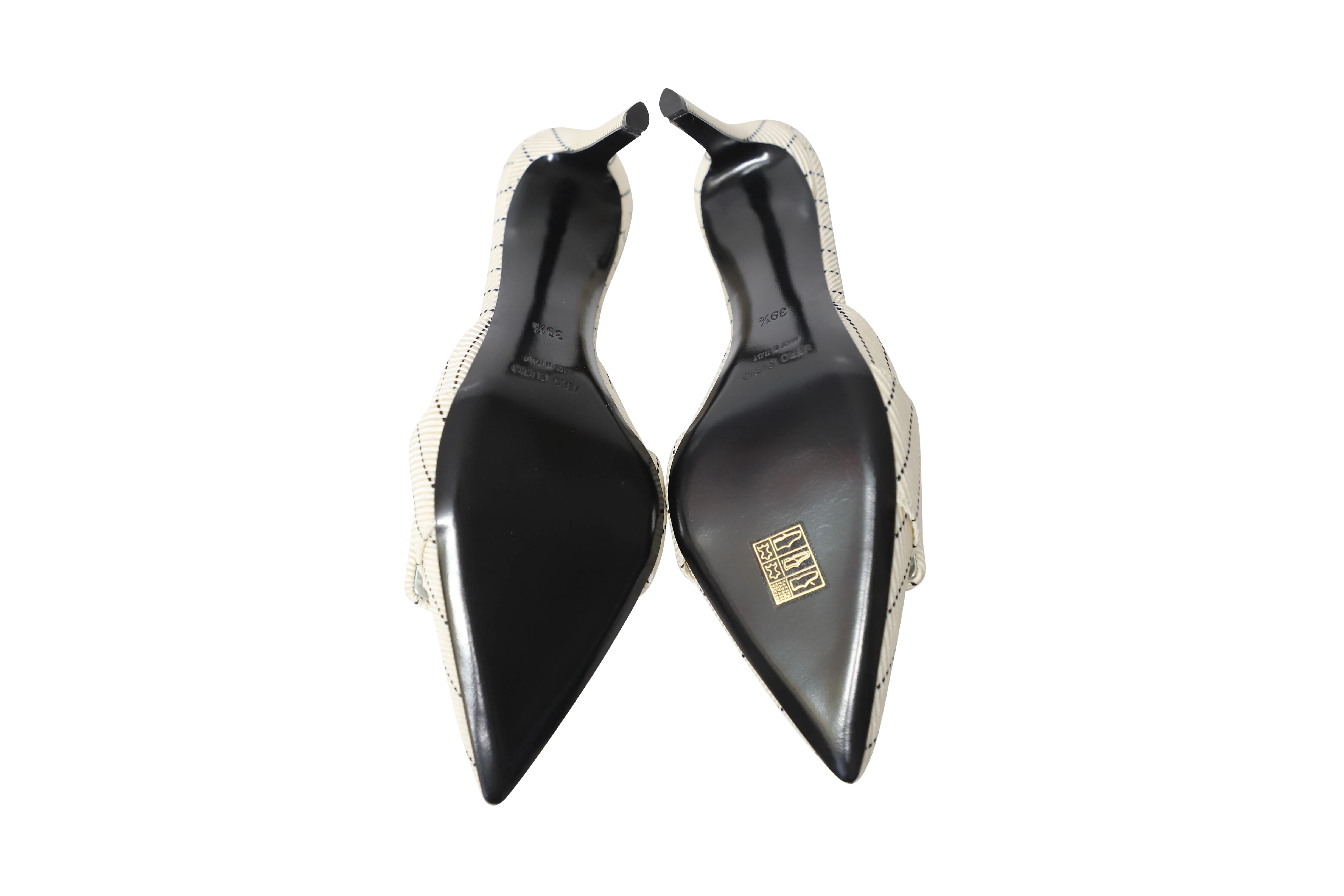 Altuzarra Izy 90 Striped Mules in Cream Cotton