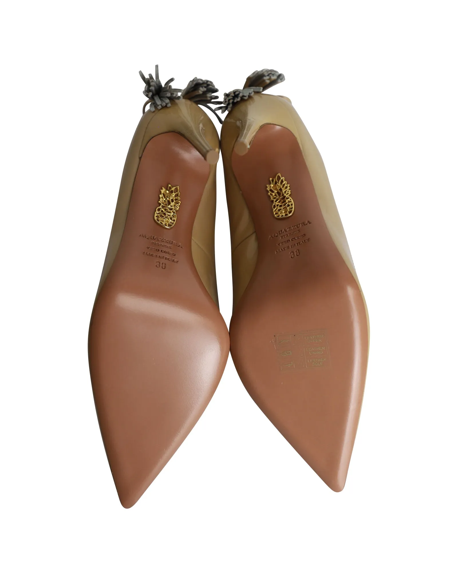 Aquazzura Forever Marilyn Cutout Pumps in Nude Patent Leather