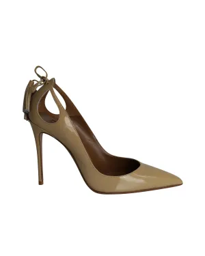 Aquazzura Forever Marilyn Cutout Pumps in Nude Patent Leather