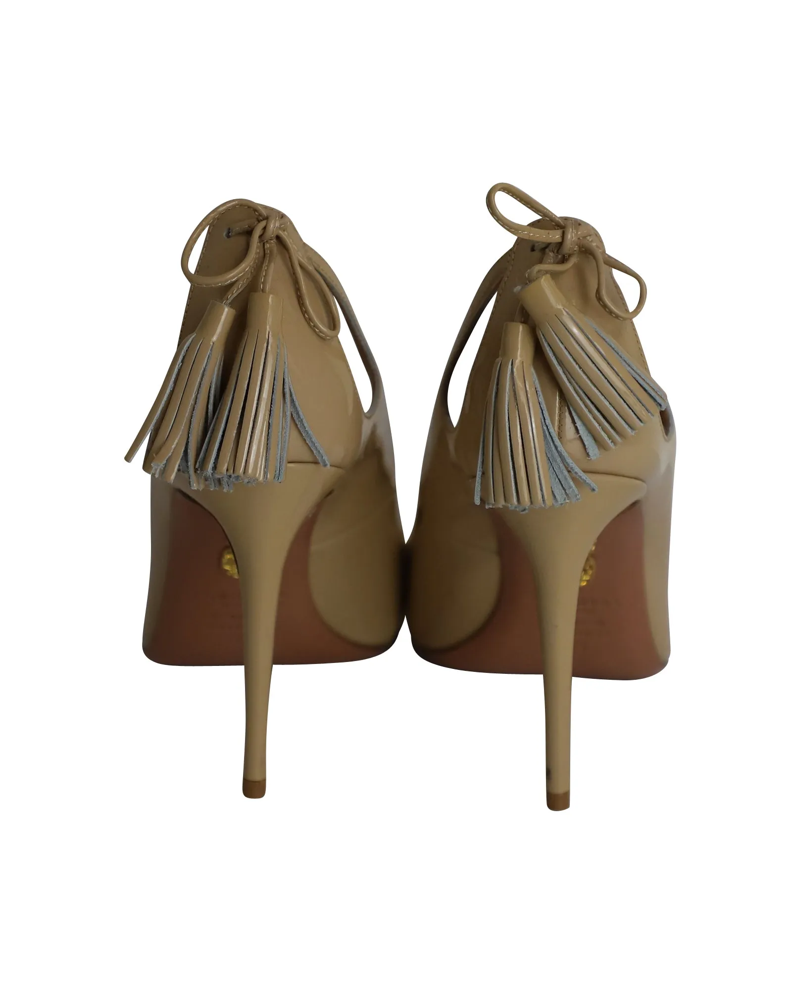 Aquazzura Forever Marilyn Cutout Pumps in Nude Patent Leather