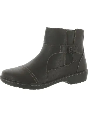 Bella Womens Faux Leather Ankle Booties