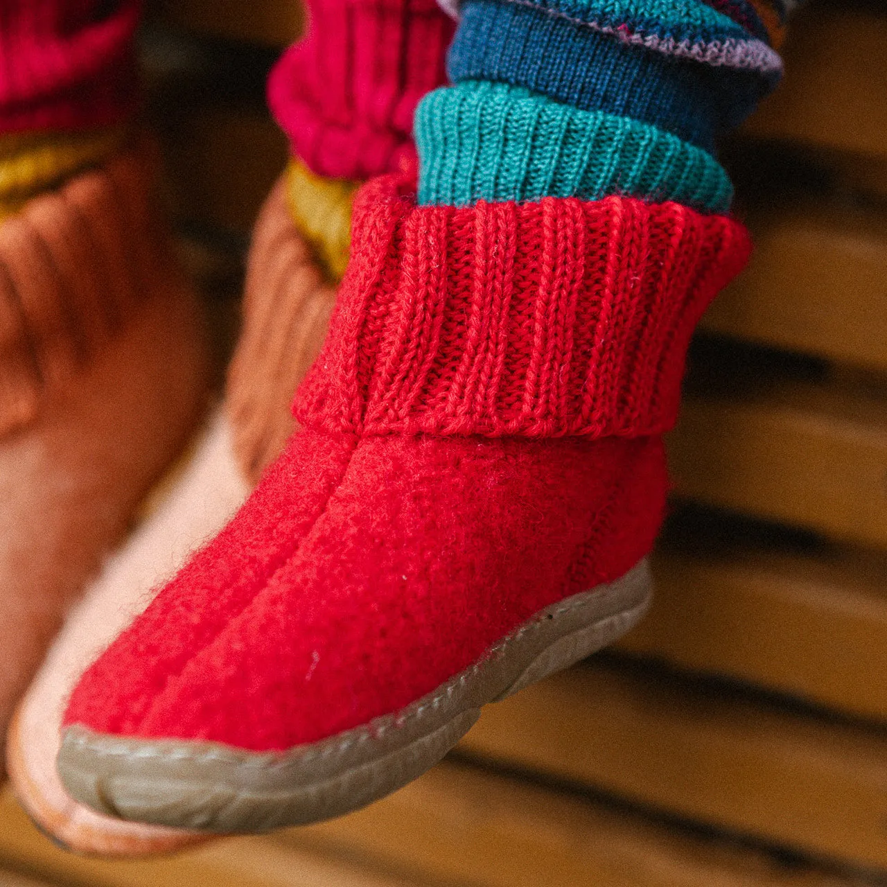 Boiled Wool Slipper Boots - Toni - Teal AW24 (Kids 24-31)