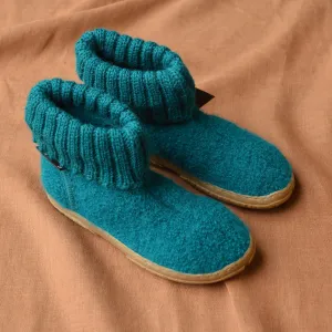 Boiled Wool Slipper Boots - Toni - Teal AW24 (Kids 24-31)