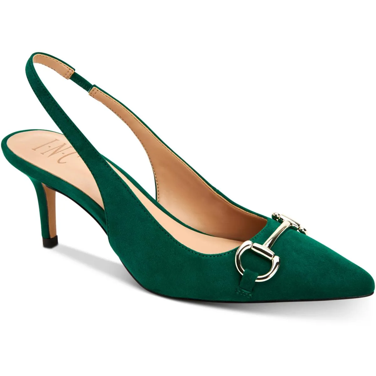 Carynn Womens Embellished Suede Slingback Heels