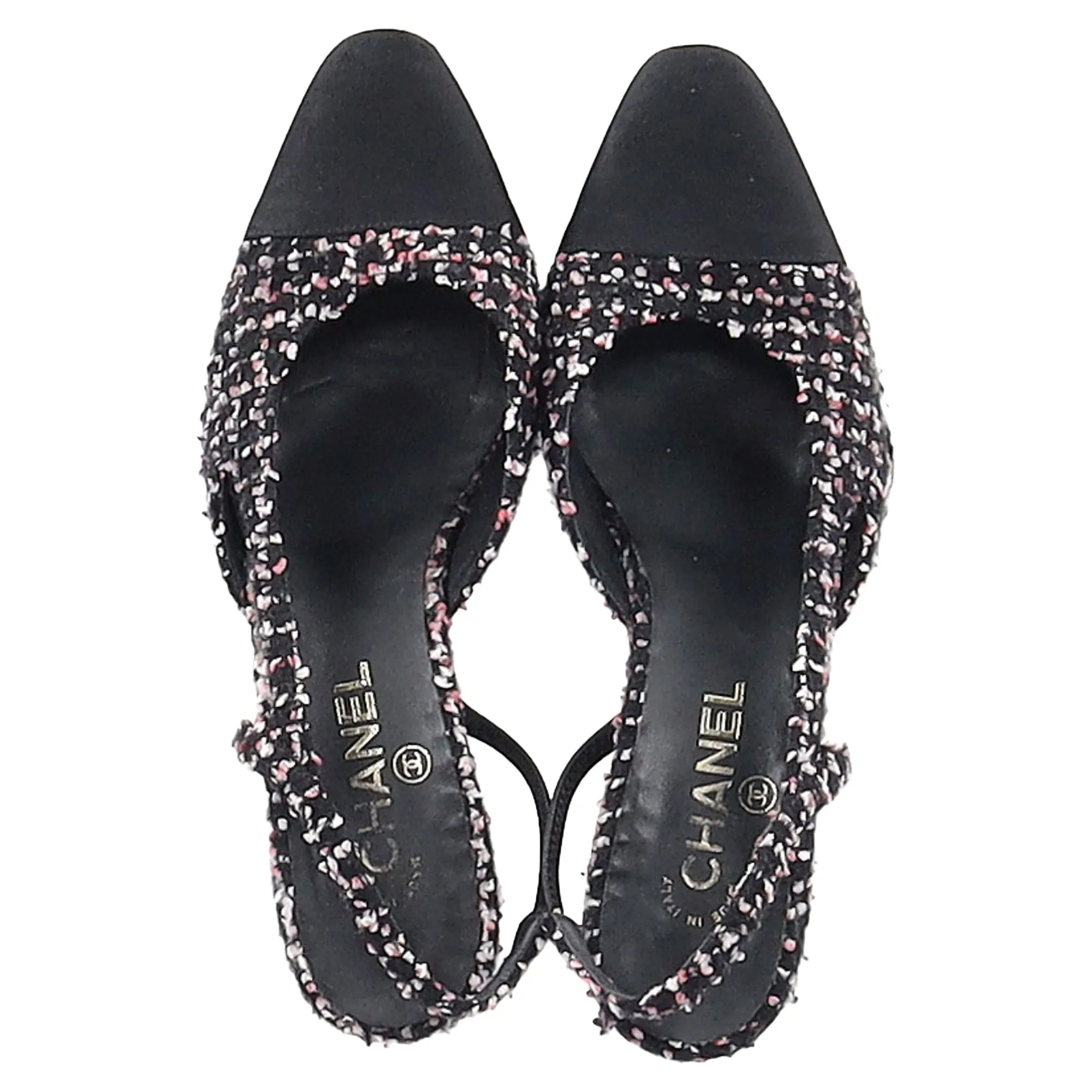 Chanel CC Slingback Pumps in Multicolor Tweed