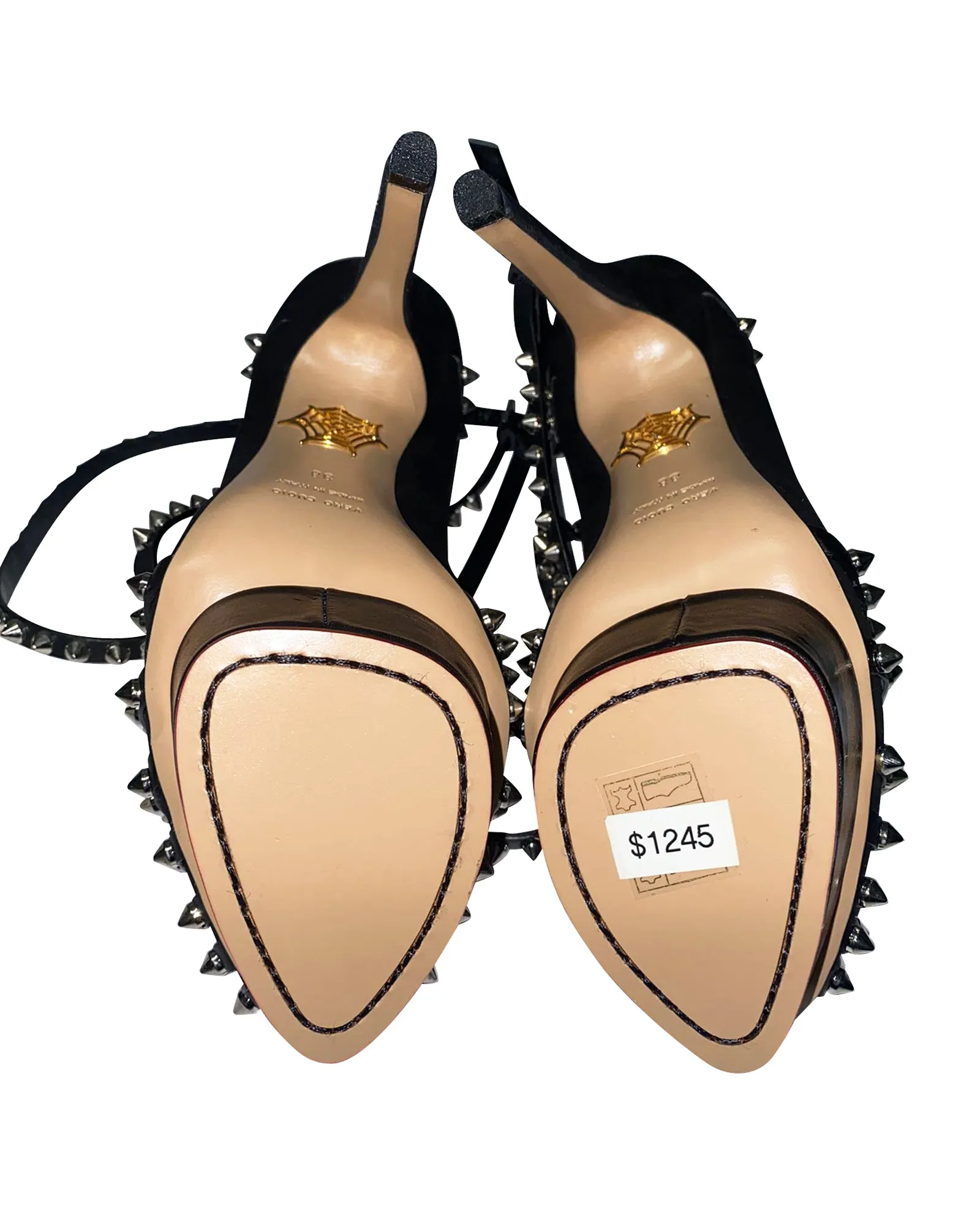 Charlotte Olympia Angry Portia Studded Platform Pumps in Black Suede