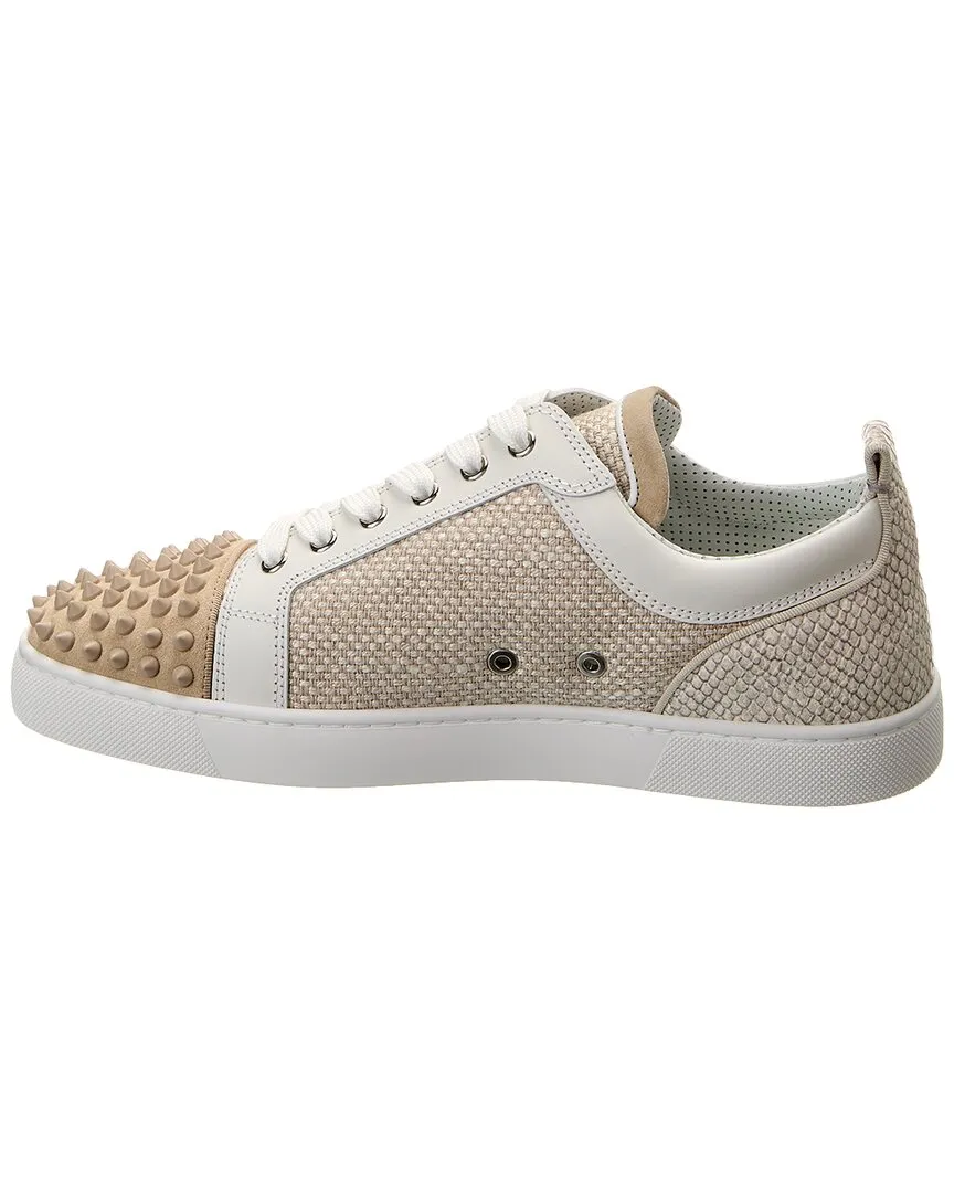 Christian Louboutin Louis Junior Spikes Orlato Linen & Suede Sneaker