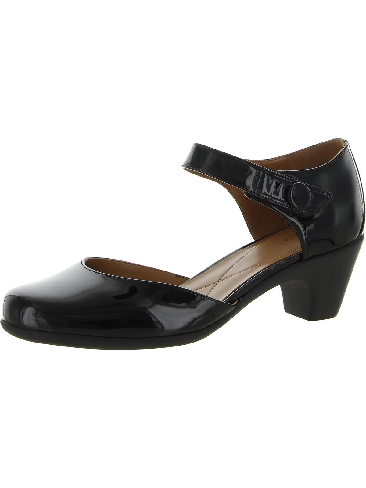 Clarice Womens Cushioned Footbed Block Heel Mary Jane Heels