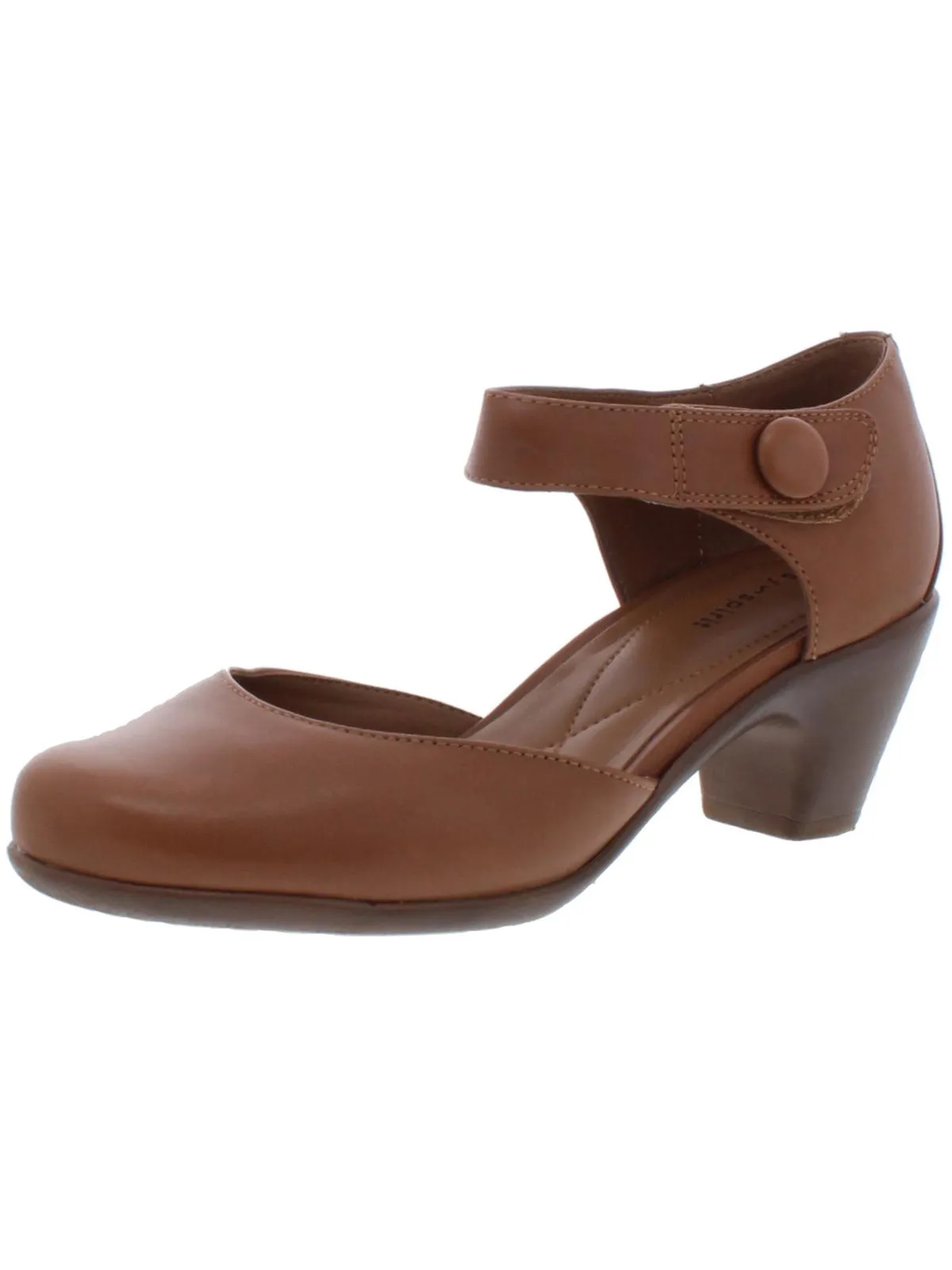 Clarice Womens Cushioned Footbed Block Heel Mary Jane Heels