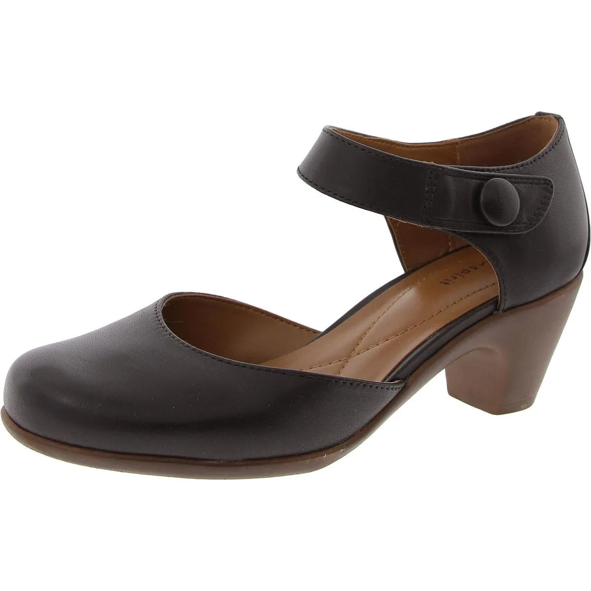Clarice Womens Cushioned Footbed Block Heel Mary Jane Heels