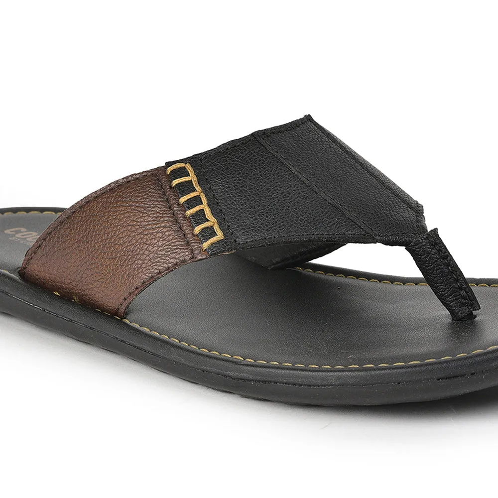 Coolers Casual Black Slippers For Men AVN-13 By Liberty