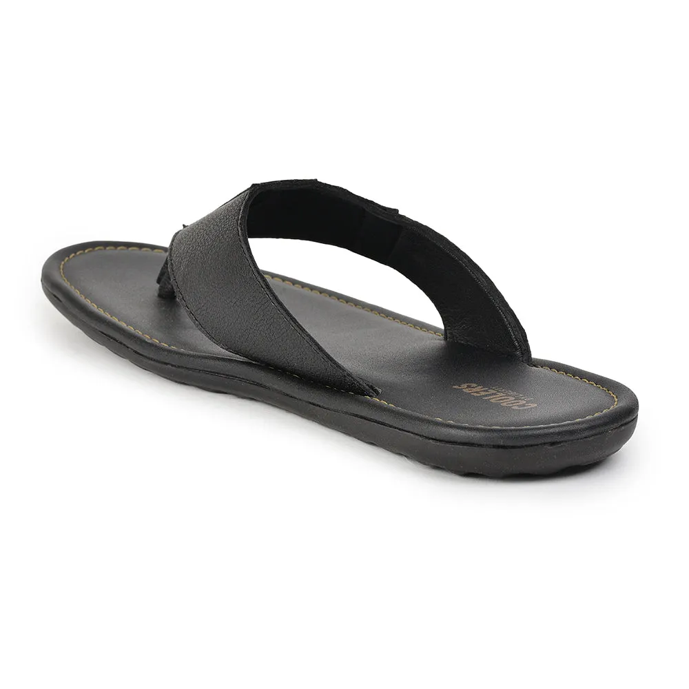 Coolers Casual Black Slippers For Men AVN-13 By Liberty
