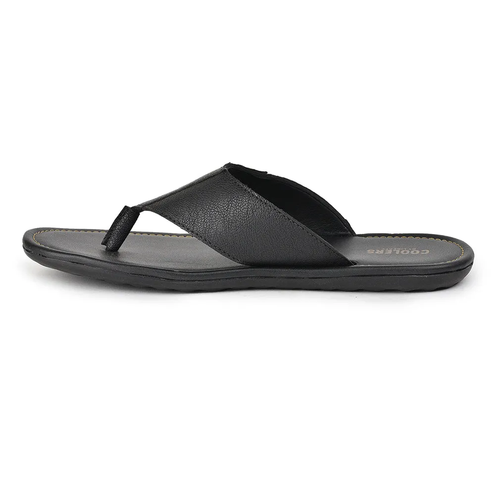Coolers Casual Black Slippers For Men AVN-13 By Liberty