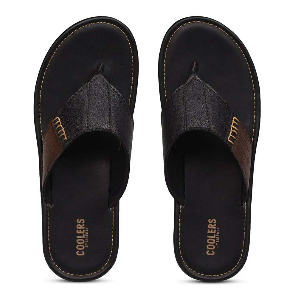 Coolers Casual Black Slippers For Men AVN-13 By Liberty