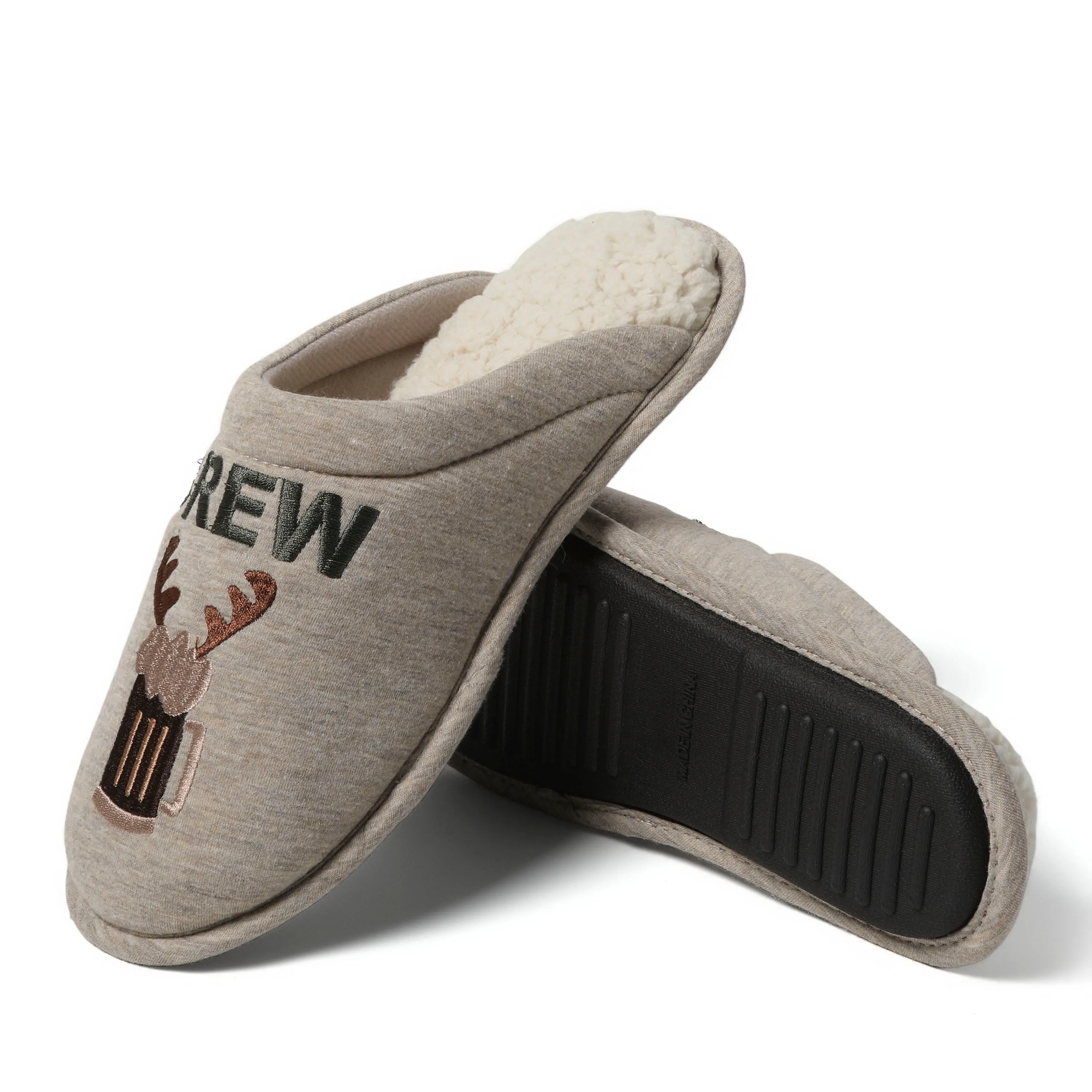 Cozyfoams Men's Holiday Novelty Scuff Slipper and Gift Bag
