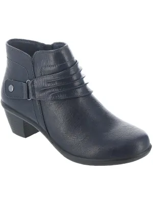 Damita Womens Faux Leather Gathered Booties