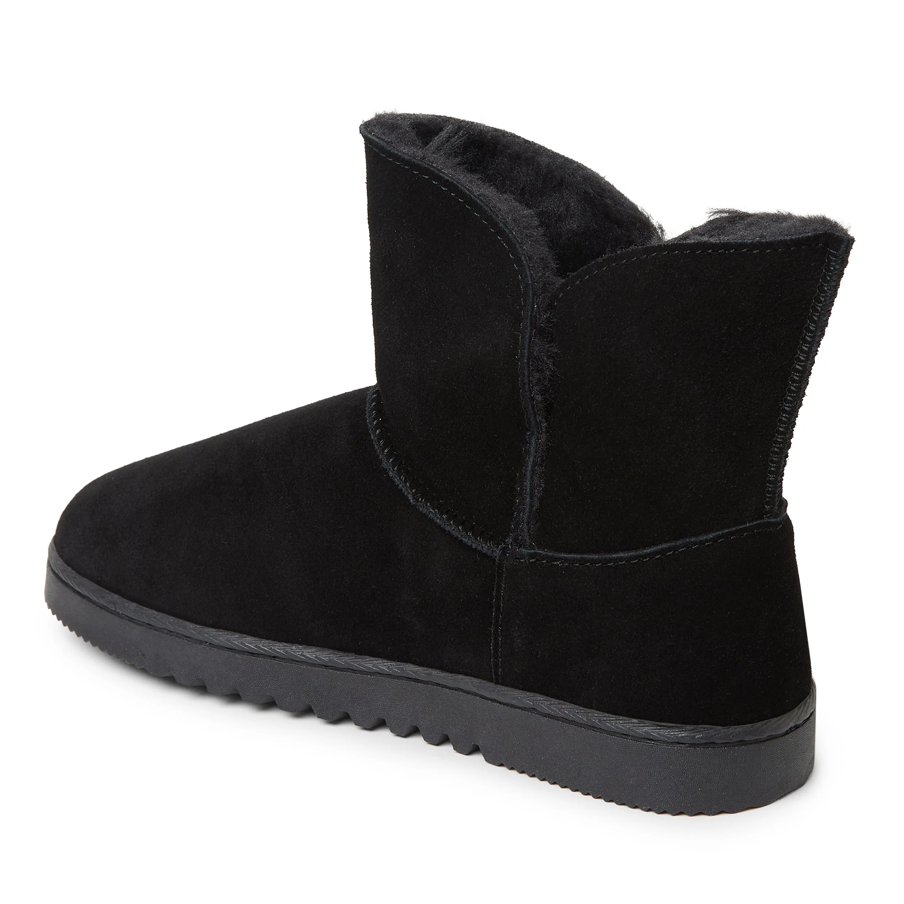 Dearfoams Women's Paige Genuine Suede Bootie