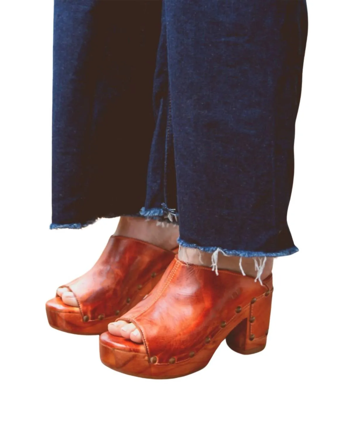 Deva Clog Flatform Heel In Cognac Dip Dye