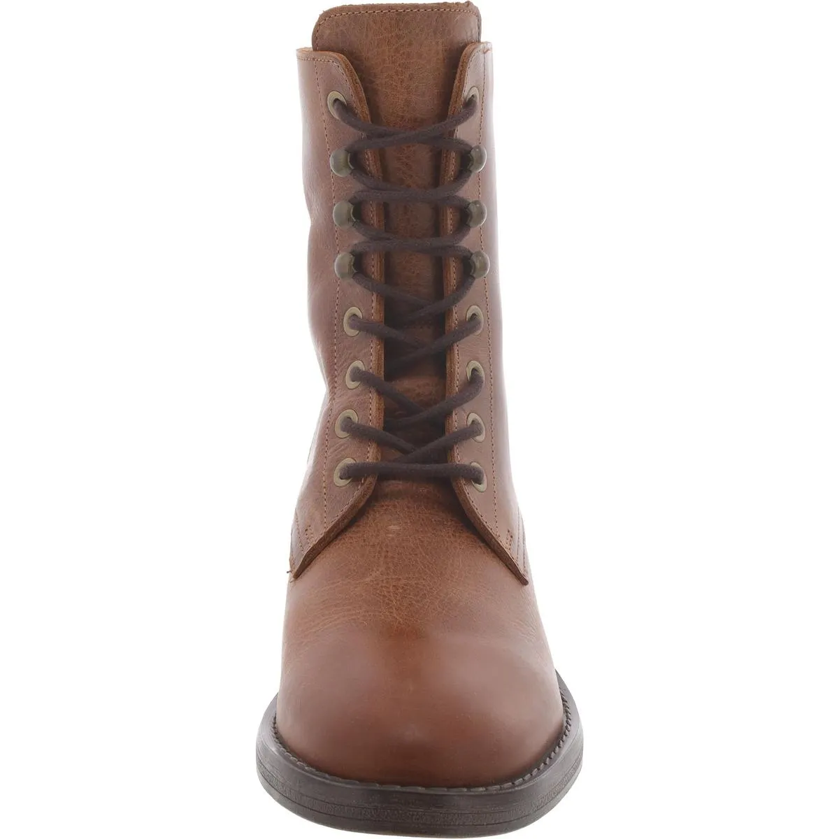 Devie Womens Leather Moto Combat & Lace-Up Boots