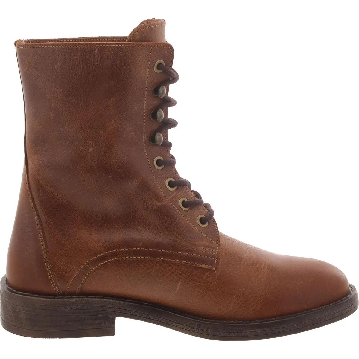 Devie Womens Leather Moto Combat & Lace-Up Boots