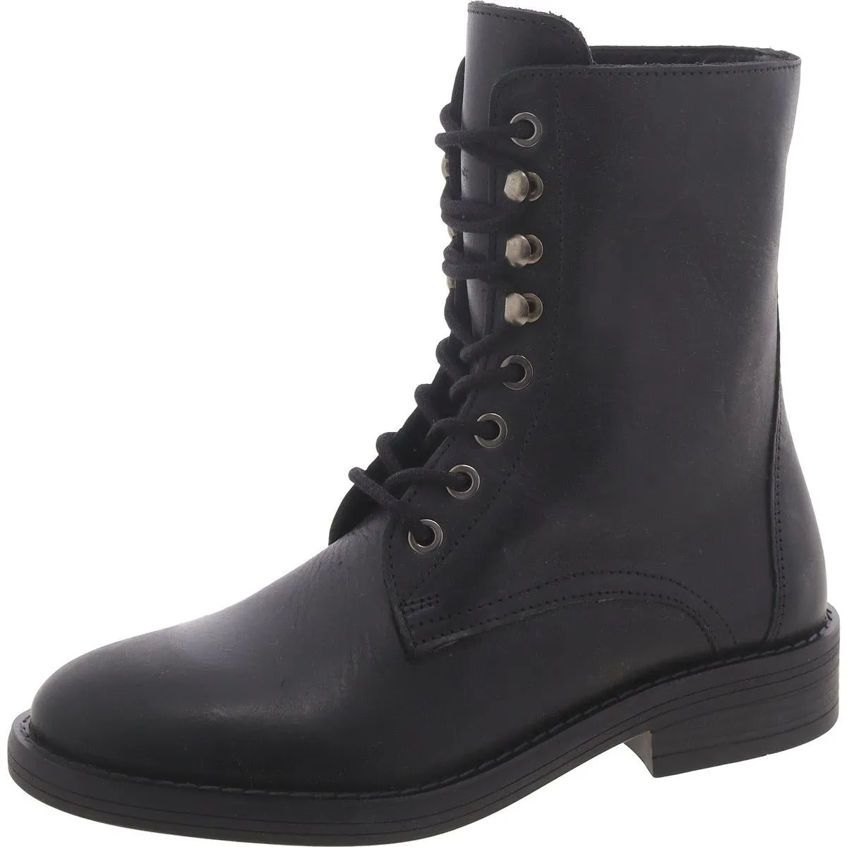 Devie Womens Leather Moto Combat & Lace-Up Boots