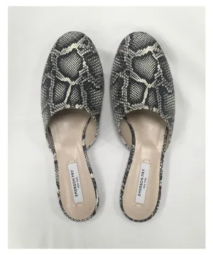 Embossed Leather Flat Mule In Cobra