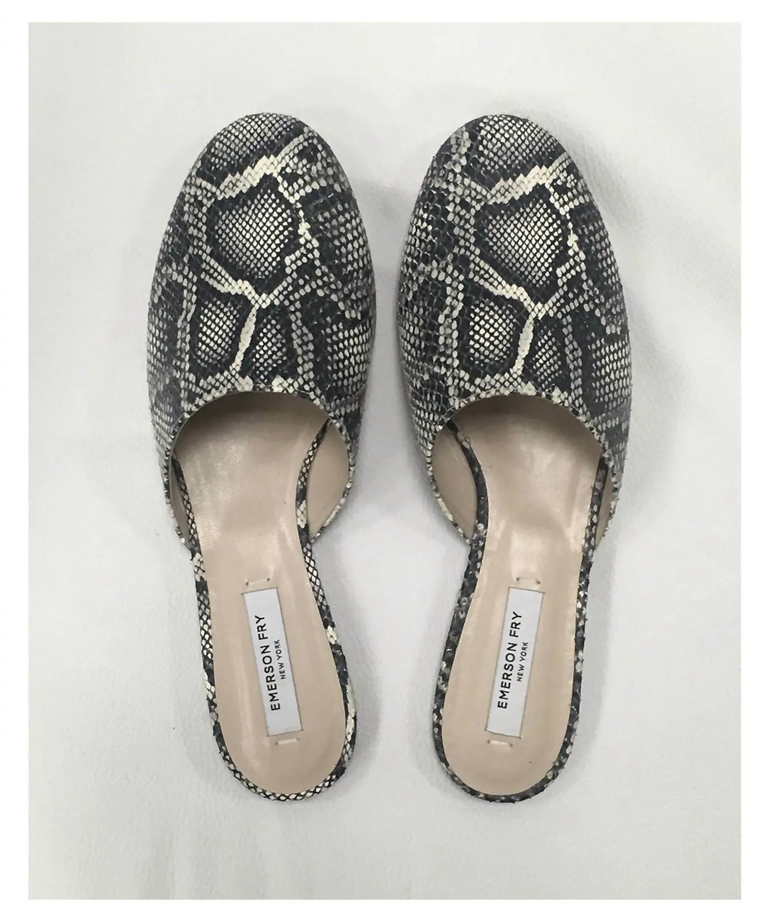 Embossed Leather Flat Mule In Cobra
