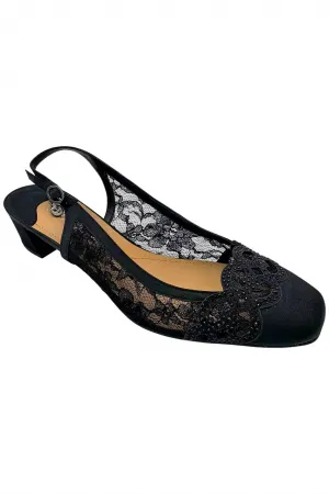 Faleece Low Heel Slingback Pumps In Black