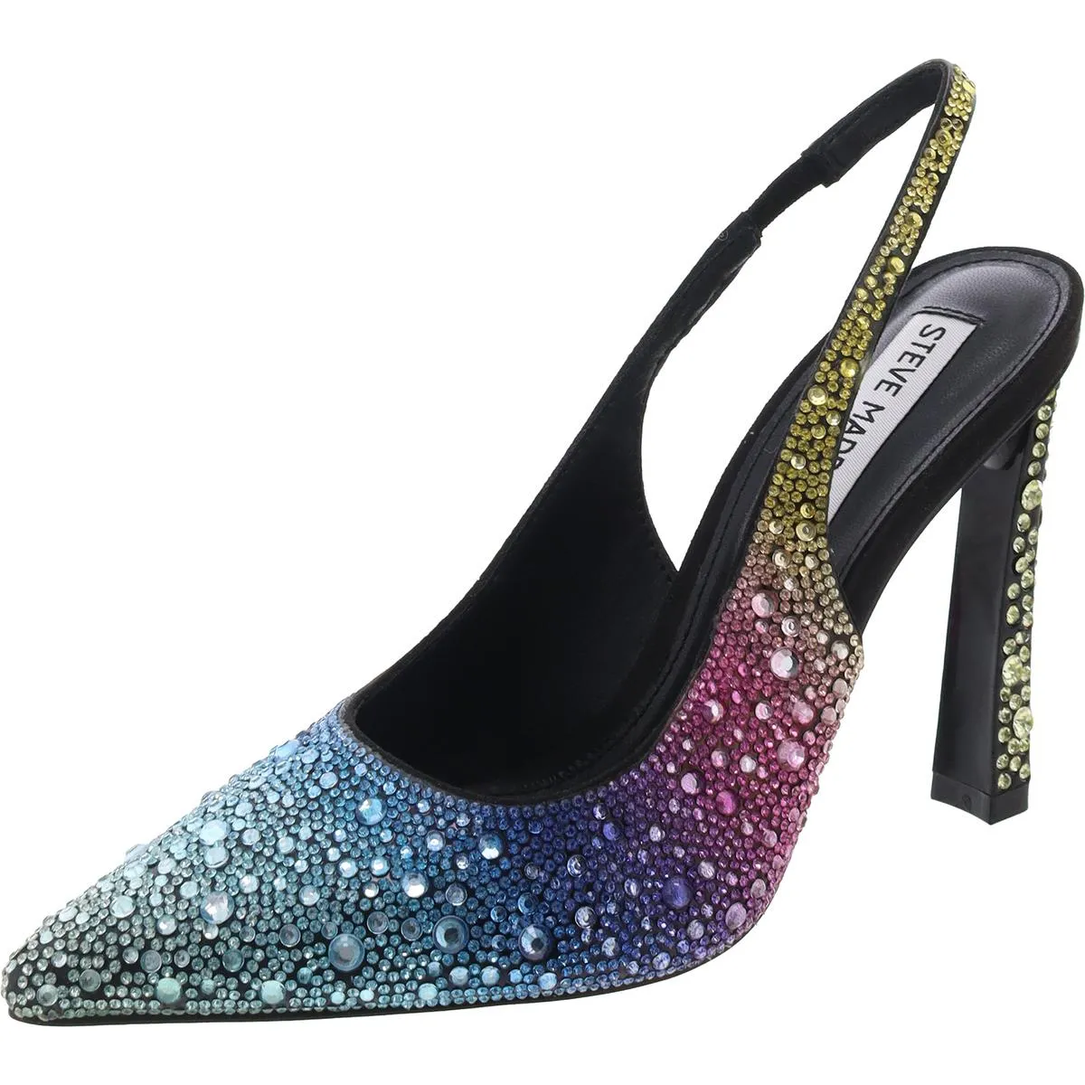 Fete Womens Rhinestone Synthetic Slingback Heels