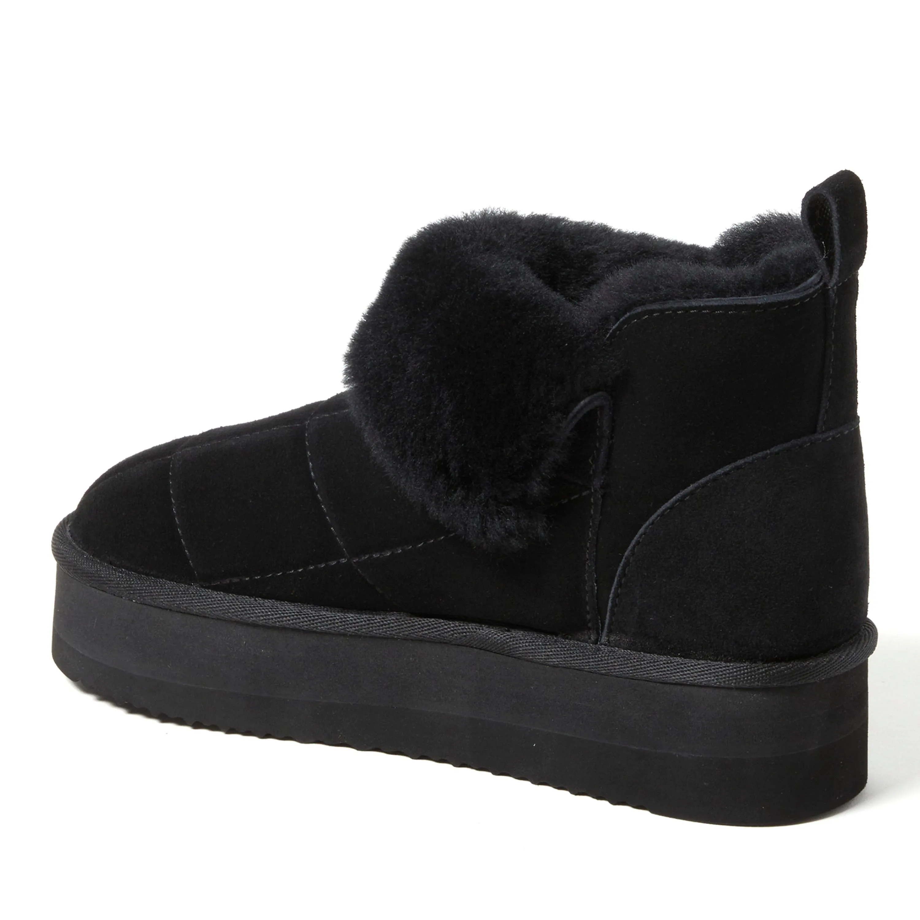 Fireside by Dearfoams Women's Bayswater Genuine Shearling Quilted Platform Bootie