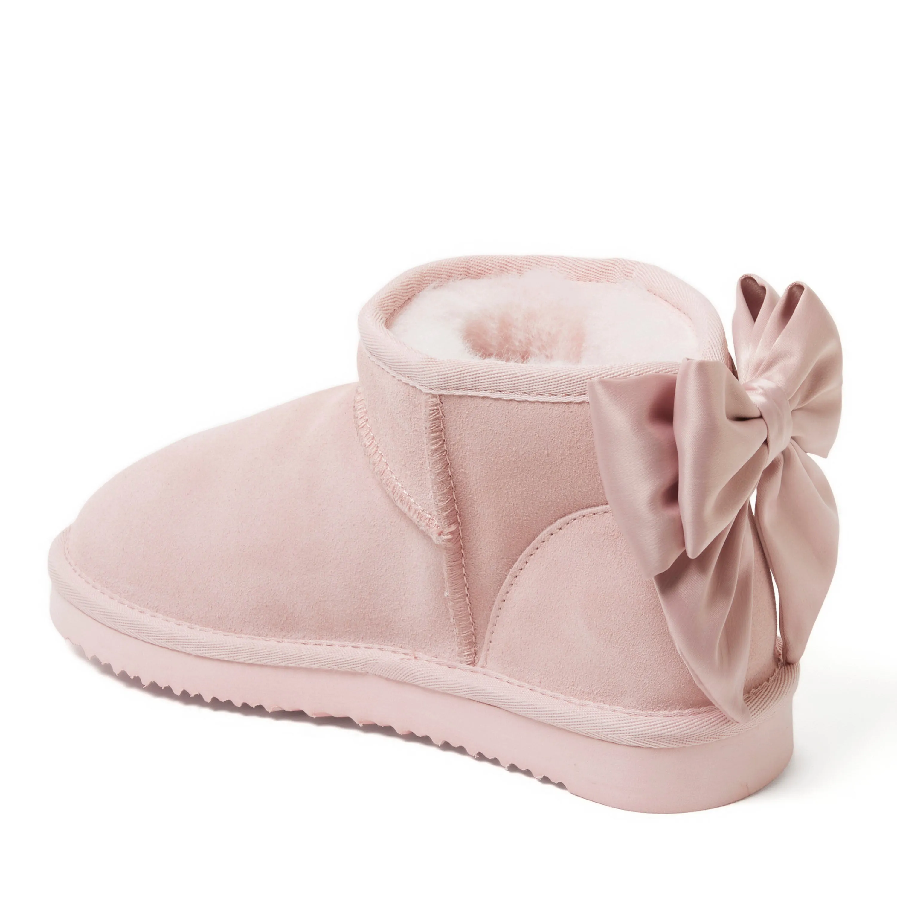 Fireside by Dearfoams Women's Riverland Genuine Shearling Bootie with Bow