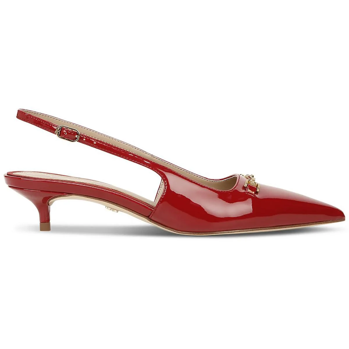 Fitzgerald Womens Faux Leather Cushioned Footbed Kitten Heels