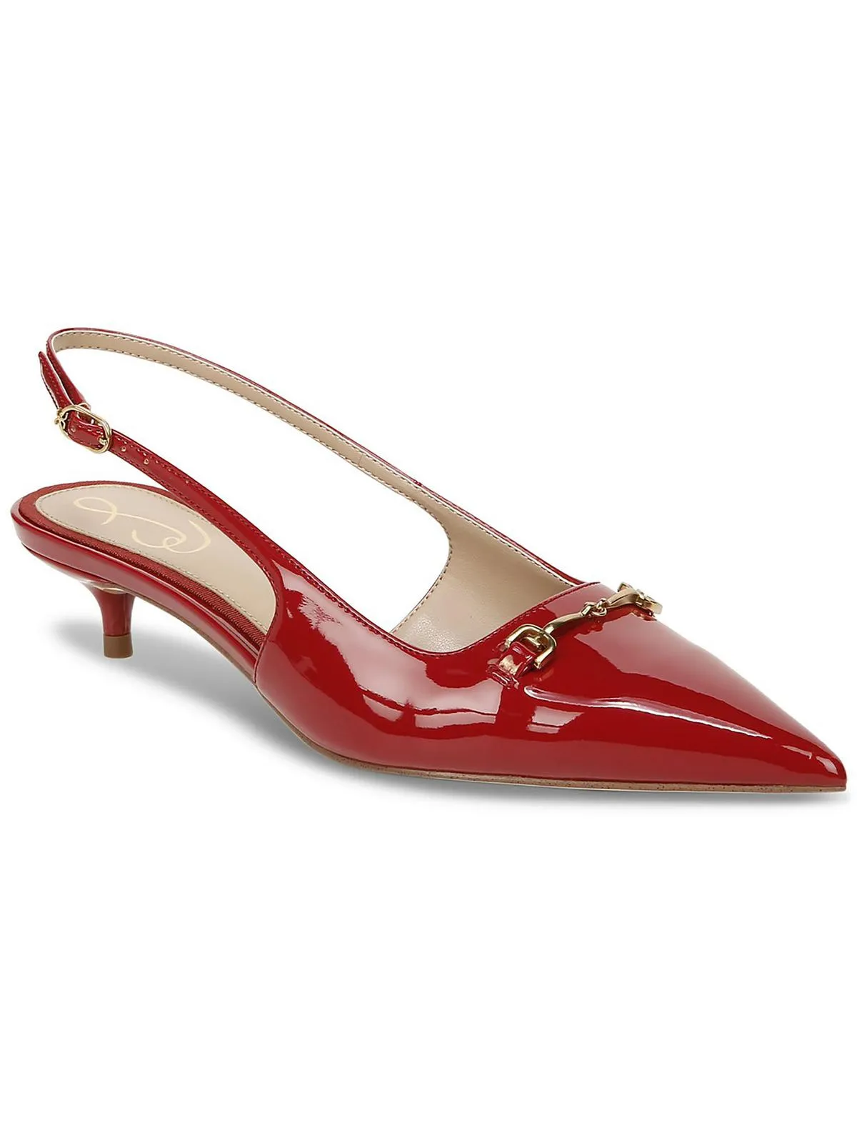 Fitzgerald Womens Faux Leather Cushioned Footbed Kitten Heels