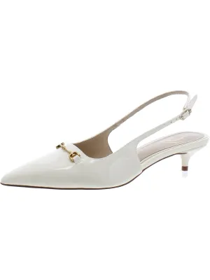 Fitzgerald Womens Faux Leather Cushioned Footbed Kitten Heels