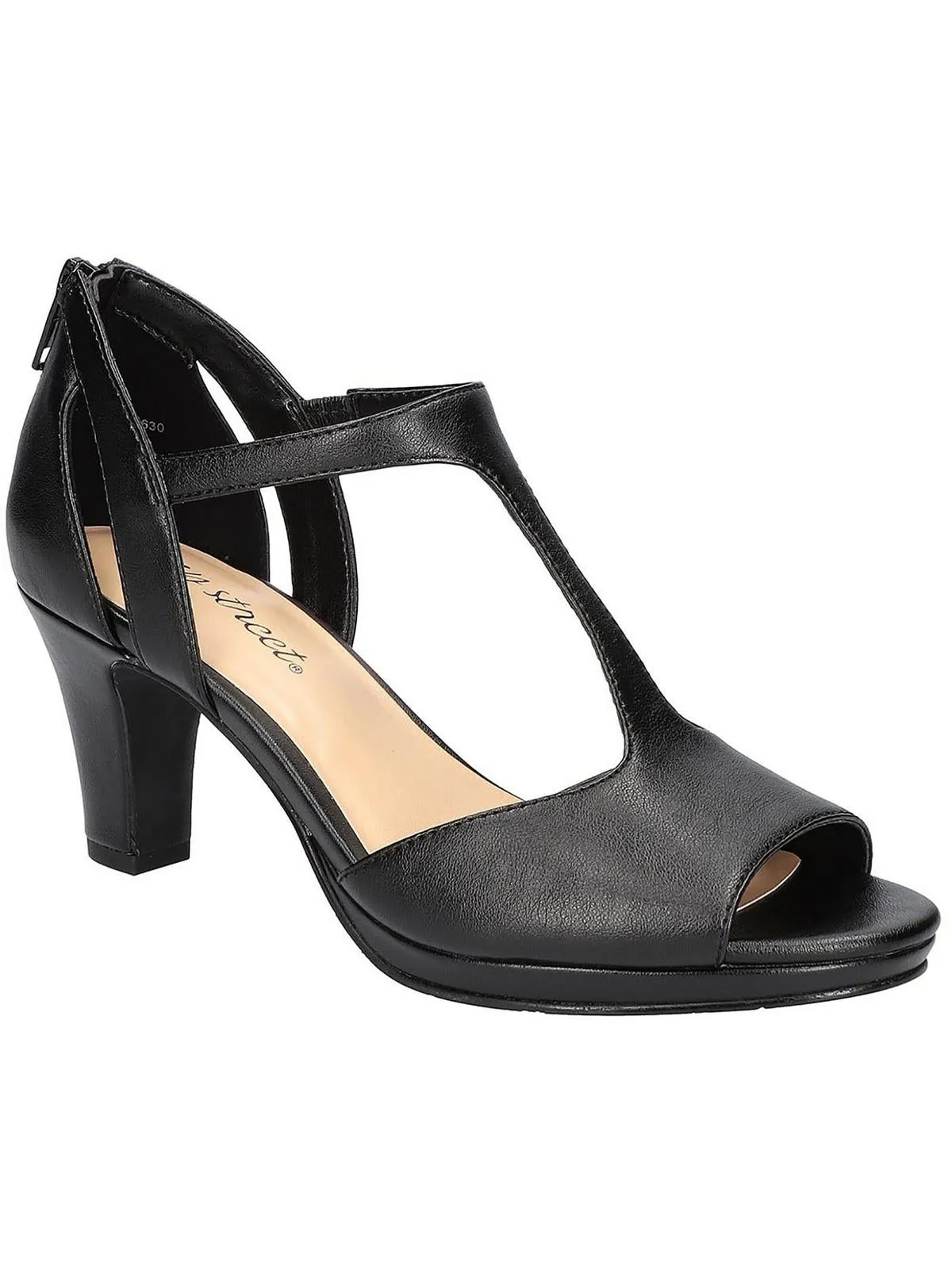 Flash Womens Zipper Man Made T-Strap Heels