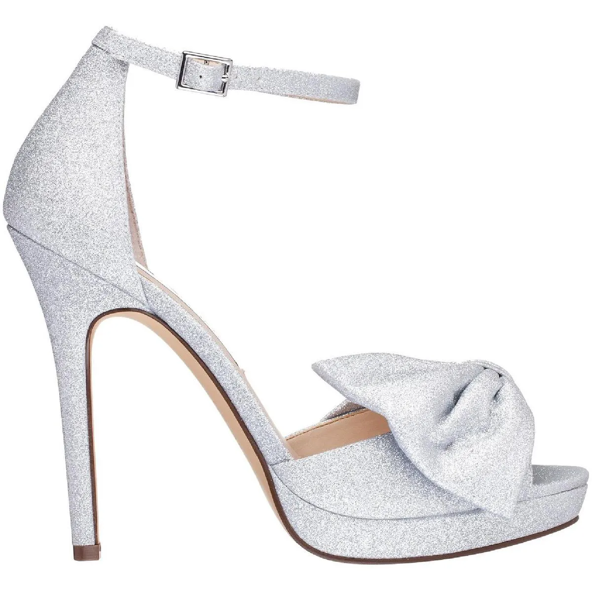 Flosie Womens Glitter Ankle Strap Open-Toe Heels