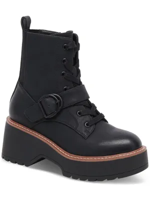 Gecko Womens Faux Leather Waterproof Combat & Lace-Up Boots