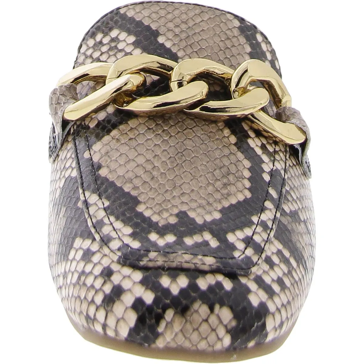Genevieve Womens Faux Leather Chain Mules