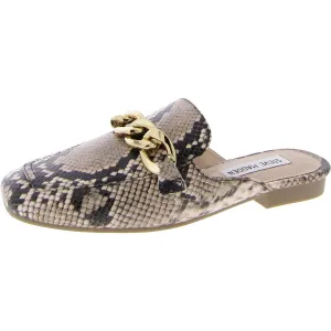 Genevieve Womens Faux Leather Chain Mules
