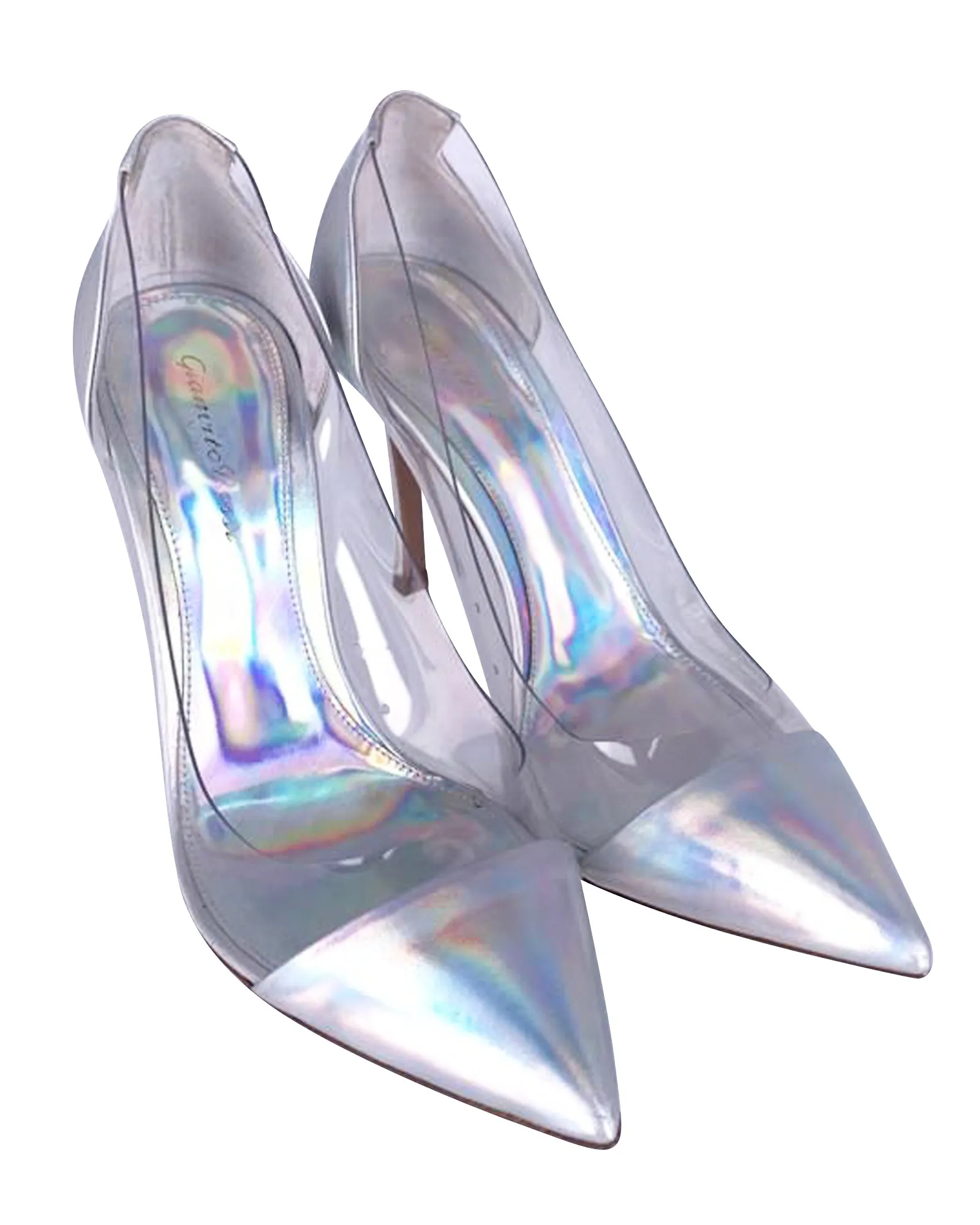 Gianvito Rossi Plexi Laser Pumps in Silver Patent