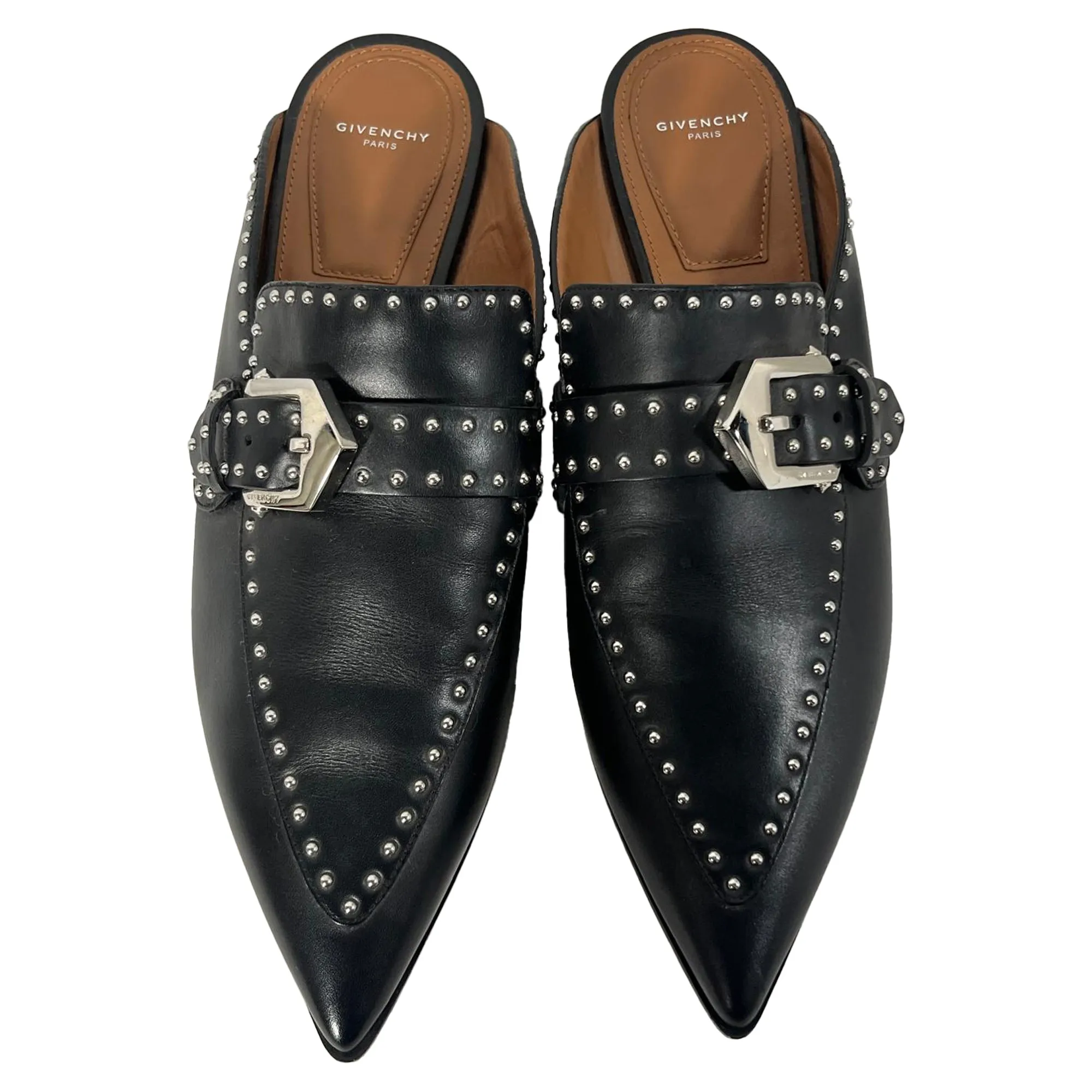 Givenchy Studded Elegant Loafer Mules in Black Calfskin Leather