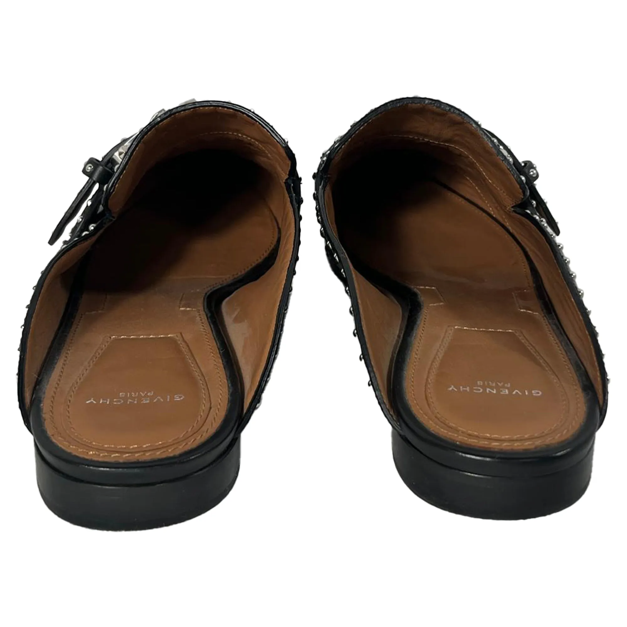 Givenchy Studded Elegant Loafer Mules in Black Calfskin Leather