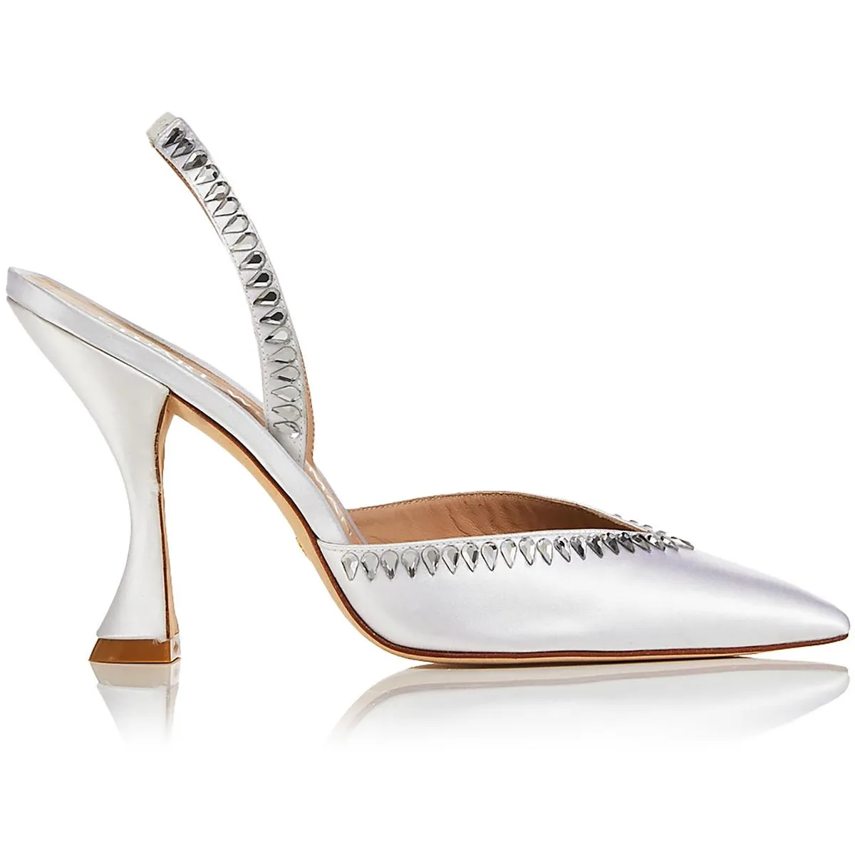 GMCT Womens Satin Embellished Slingback Heels