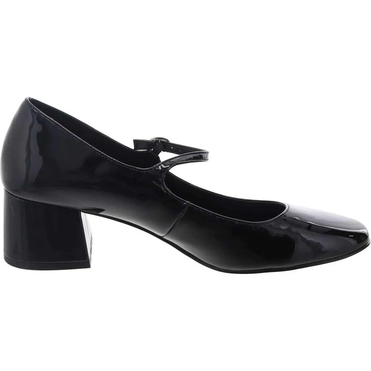 Halston Womens Buckle Patent Leather Mary Jane Heels