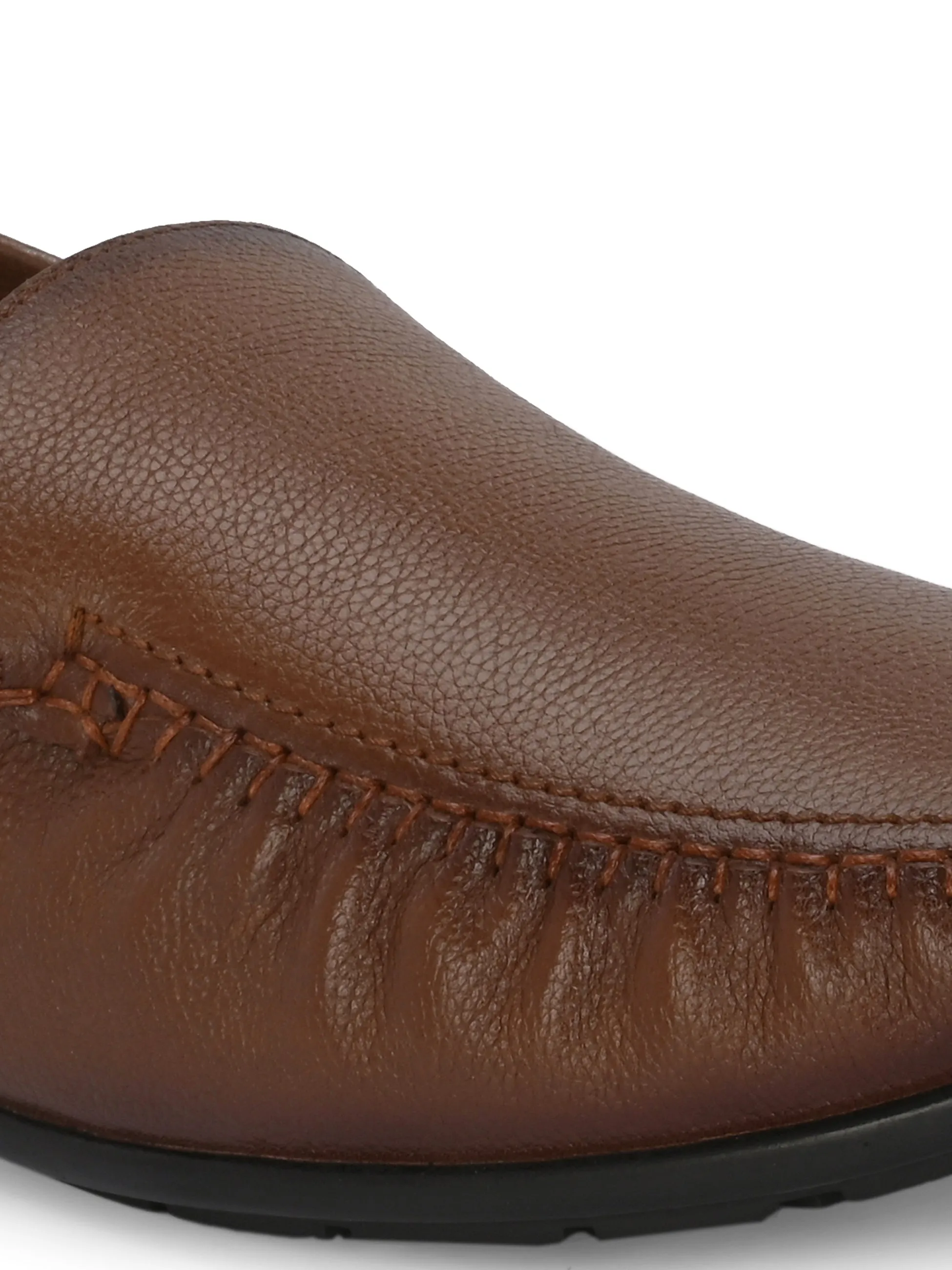 Hitz Men's Tan Leather Slip-On Comfort Loafer Shoes