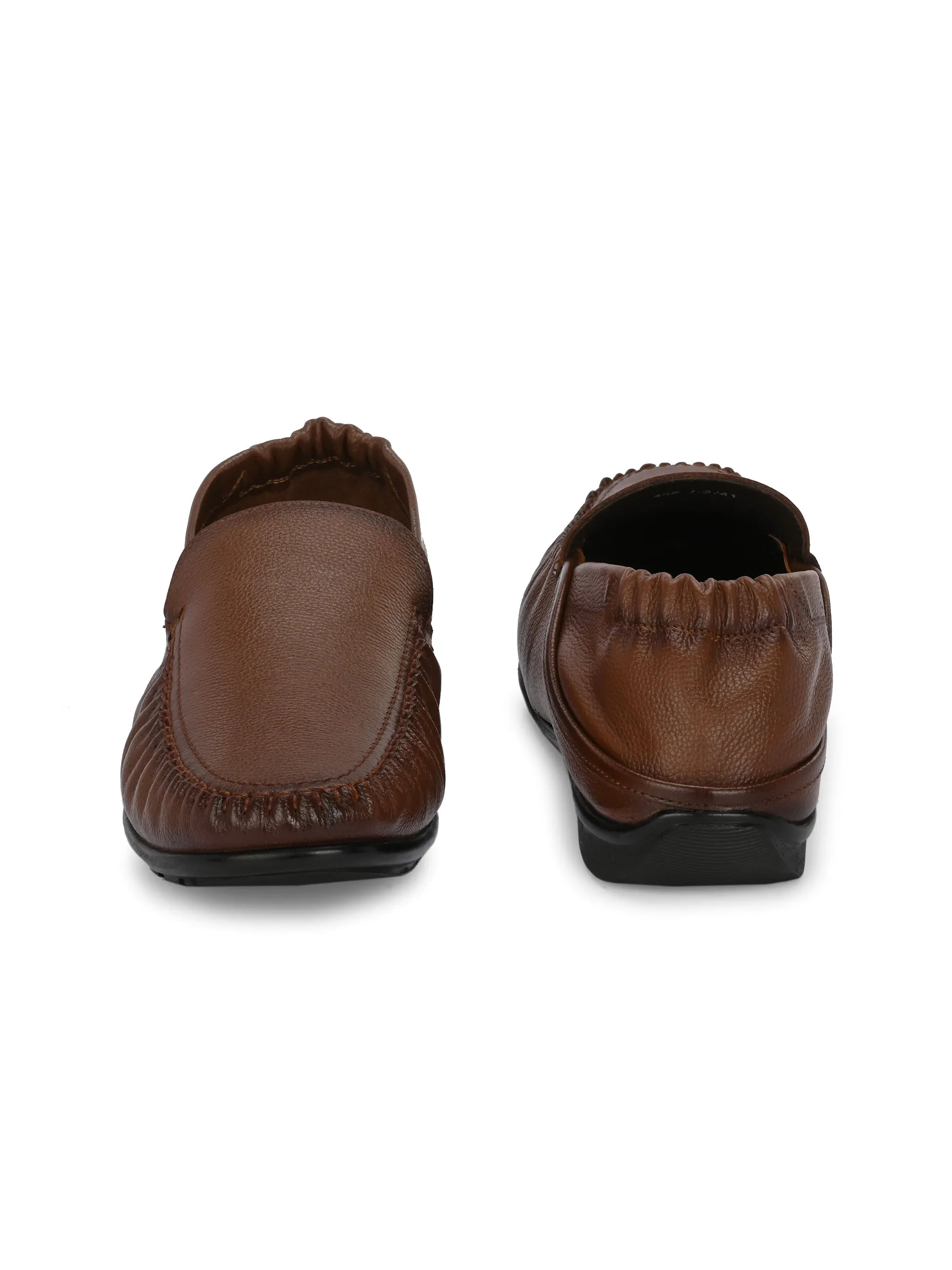 Hitz Men's Tan Leather Slip-On Comfort Loafer Shoes