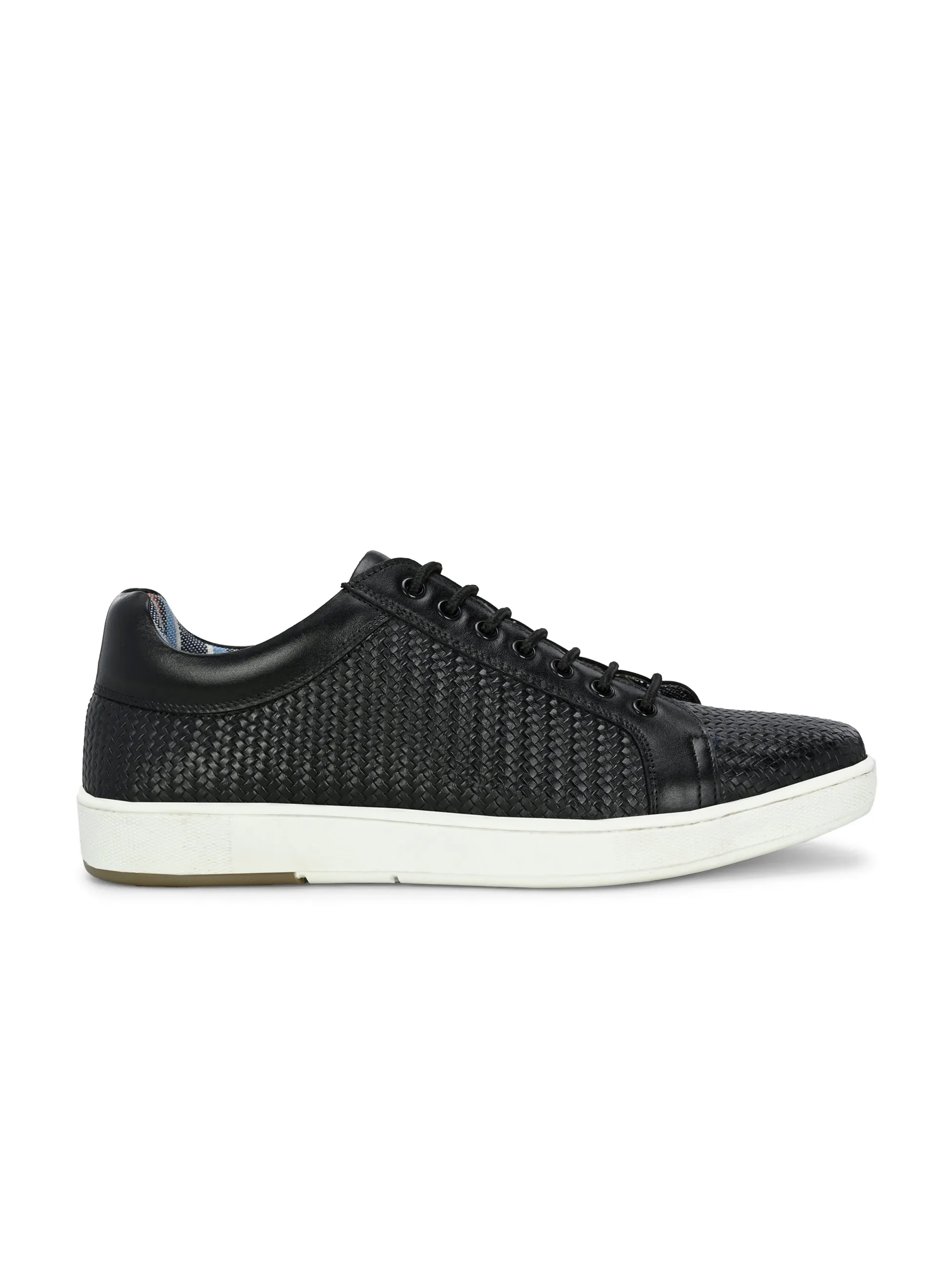 HITZSN_10-Men's Black Leather Lace-Up Sneaker