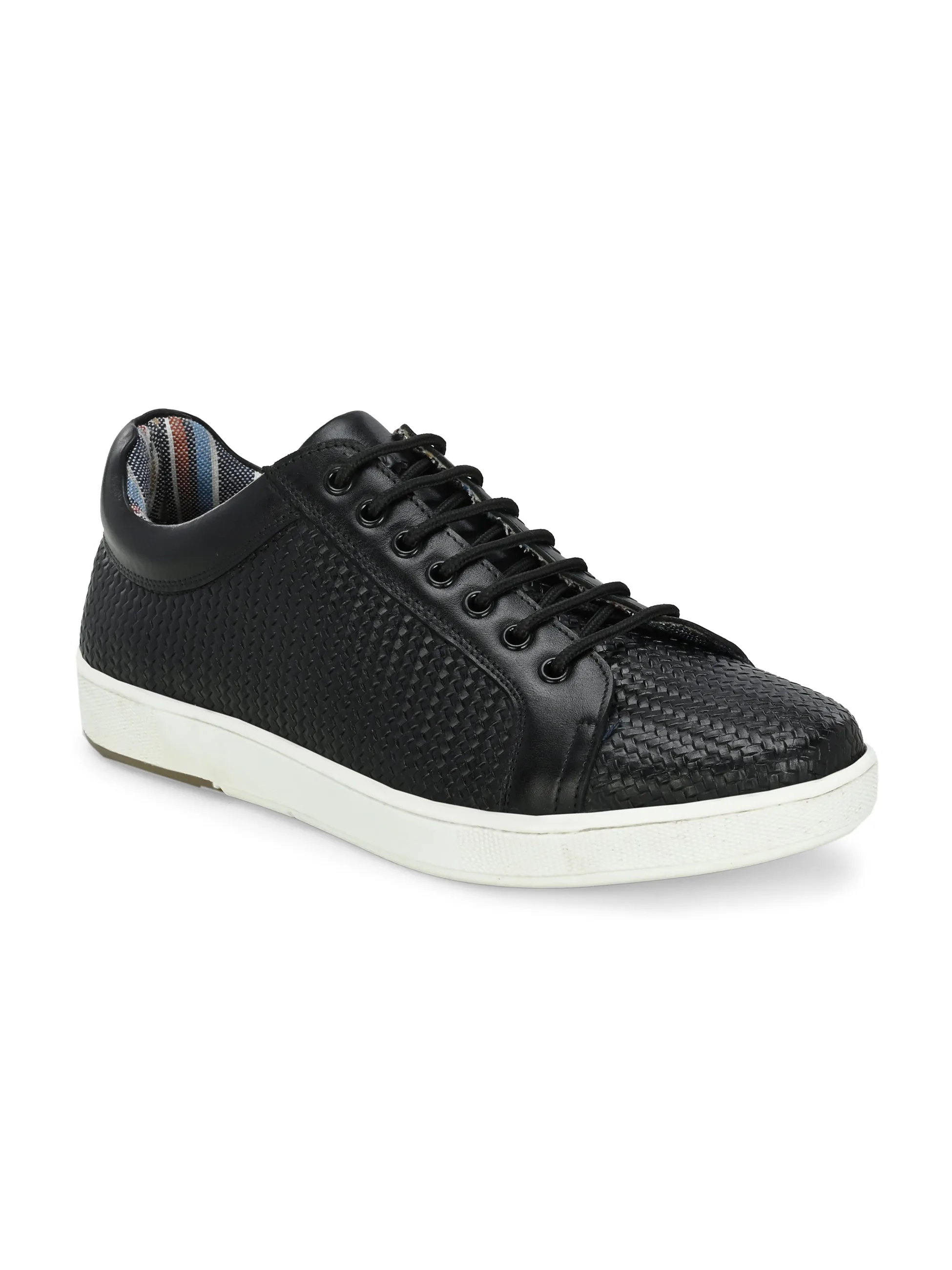 HITZSN_10-Men's Black Leather Lace-Up Sneaker